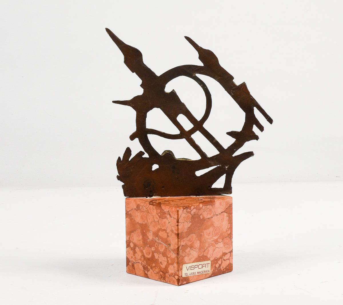 Scultura trofeo premio campionato tennis con marchio Visport Macerata Italia 1980