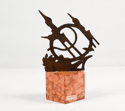 Scultura trofeo premio campionato tennis con marchio Visport Macerata Italia 1980