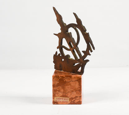 Scultura trofeo premio campionato tennis con marchio Visport Macerata Italia 1980