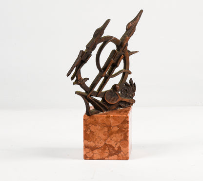 Scultura trofeo premio campionato tennis con marchio Visport Macerata Italia 1980