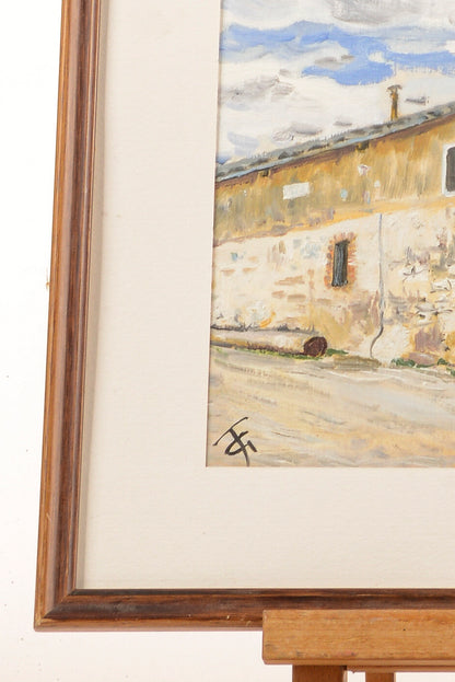 Quadro paesaggio campagnolo scorcio di una casa firmato TG 1980
