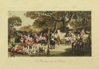 Stampa con cornice scena equestre Francia metà del 1900