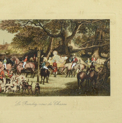 Stampa con cornice scena equestre Francia metà del 1900
