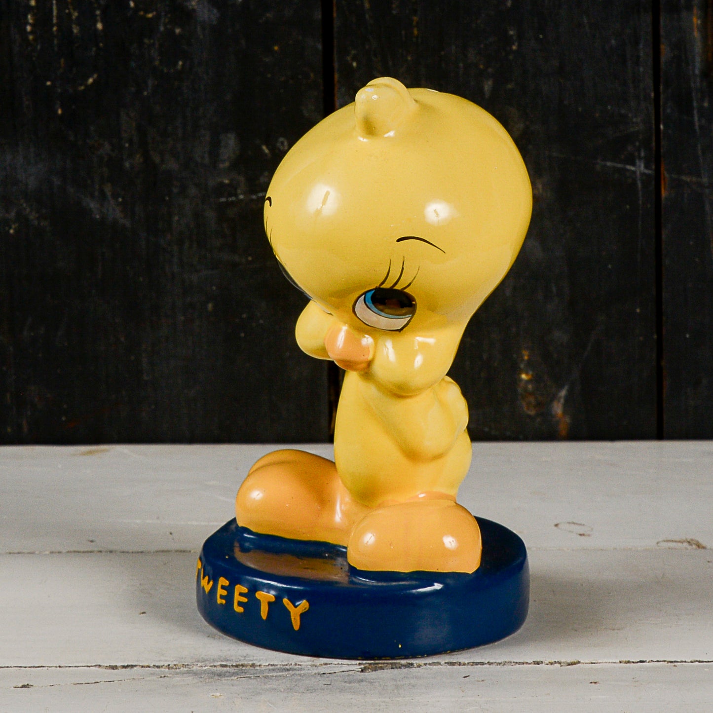 salvadanaio scultura titti con scritta tweety vintage
