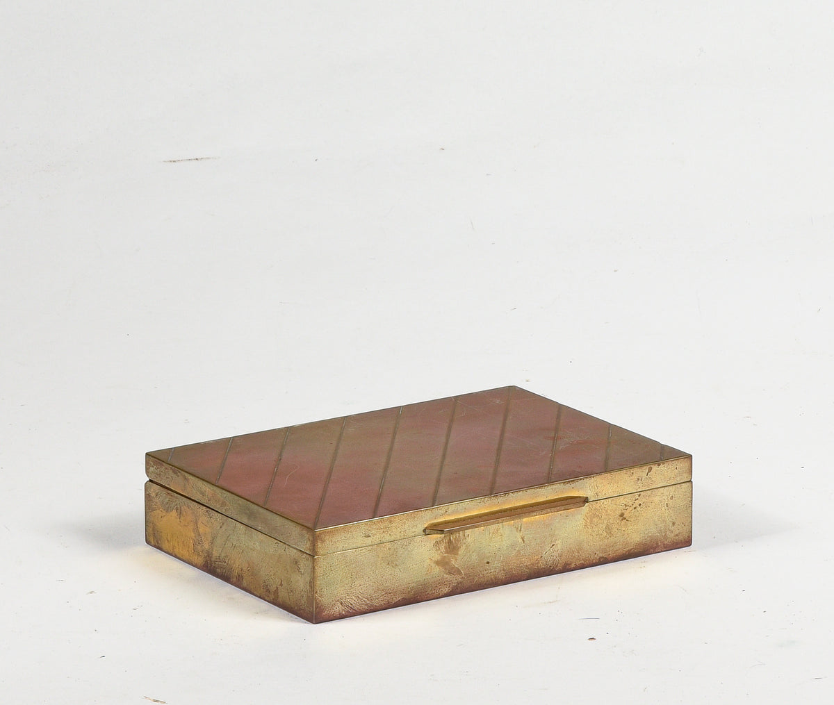 Scatola in metallo ottone porta carte da gioco marcata sul fondo Rue Royale  produzione Chrystofle Parigi anni 2000