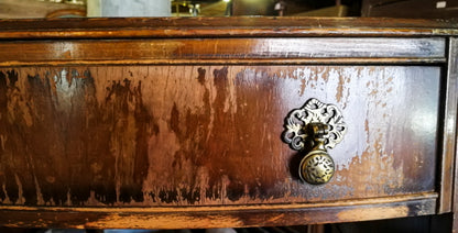 Scrivania inglese da restaurare 5 cassetti impellicciata in mogano Inghilterra primo 900