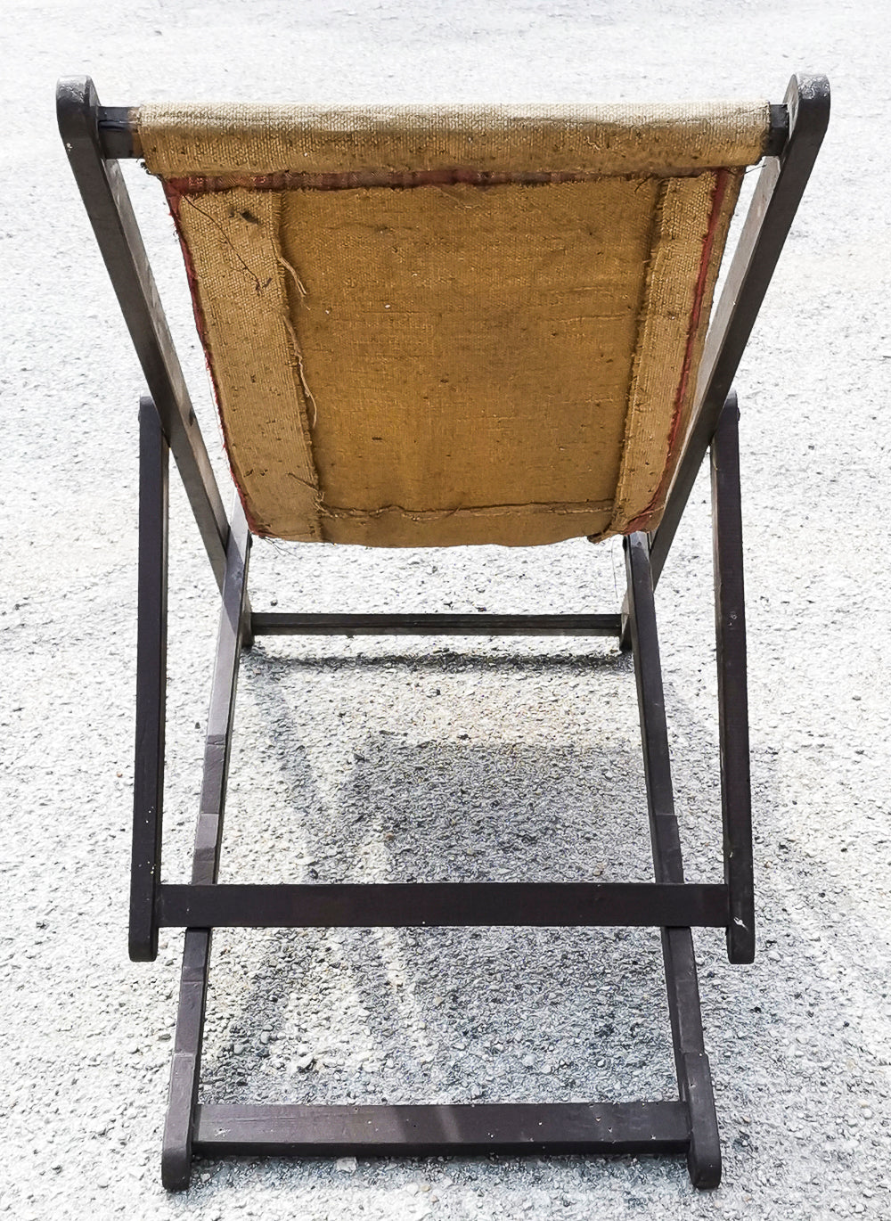 Sedia sdraio da mare o giardino in tessuto di cotone ecru originale vintage Italia 1960