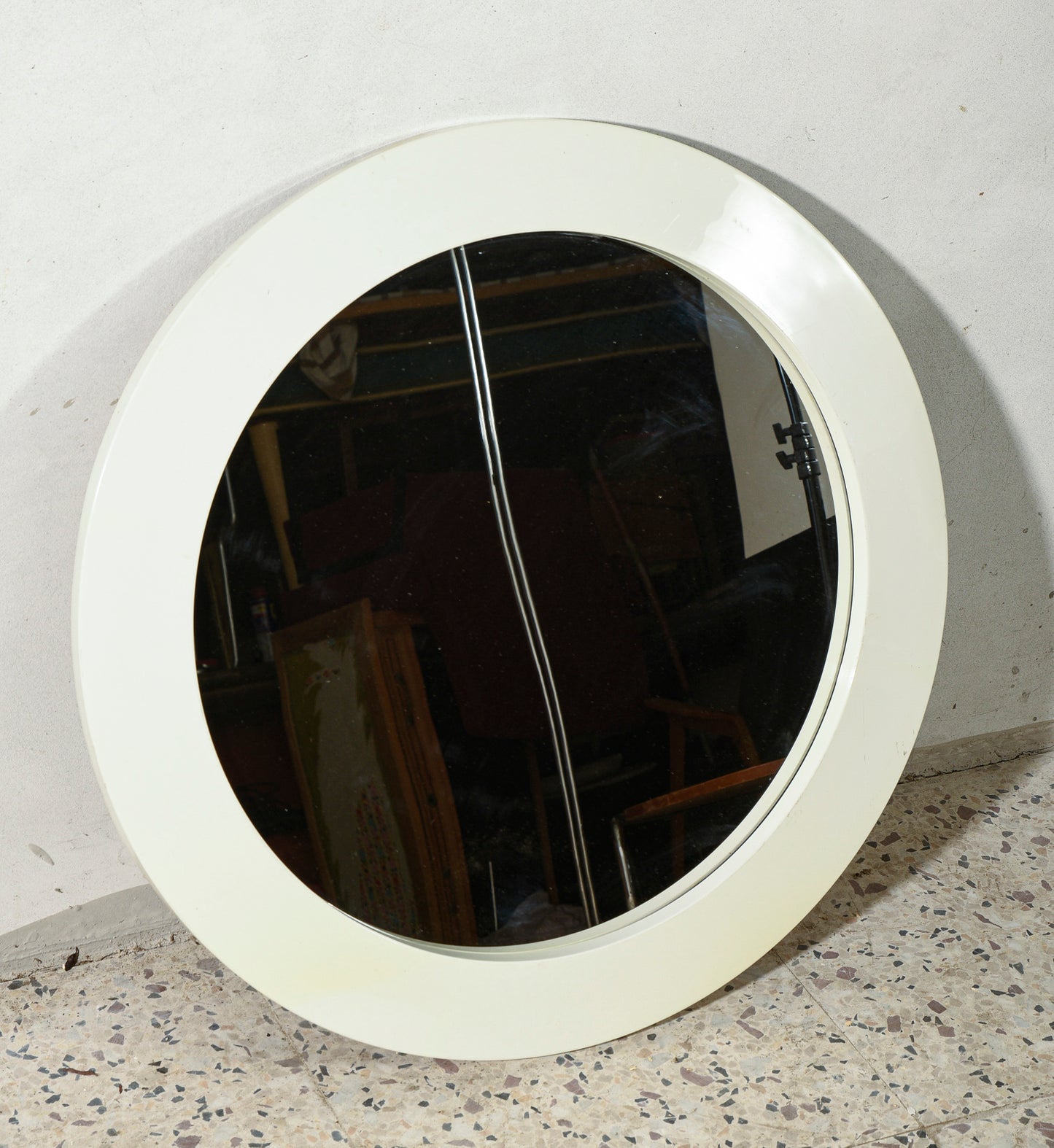 Specchio rotondo in plastica anni 70