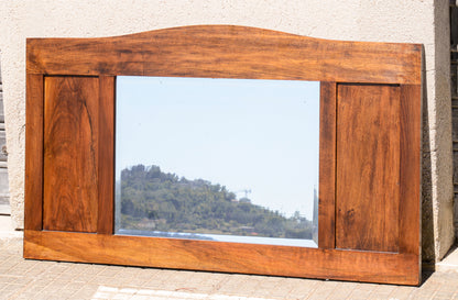 Specchiera da parete impellicciata in noce specchio molato restaurata epoca 1930