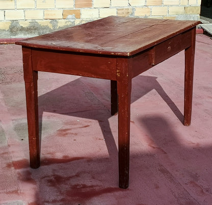 Tavolo da cucina  rustico da campagna con cassetto verniciato marrone Italia primo 900