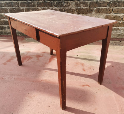 Tavolo da cucina  rustico da campagna con cassetto verniciato marrone Italia primo 900
