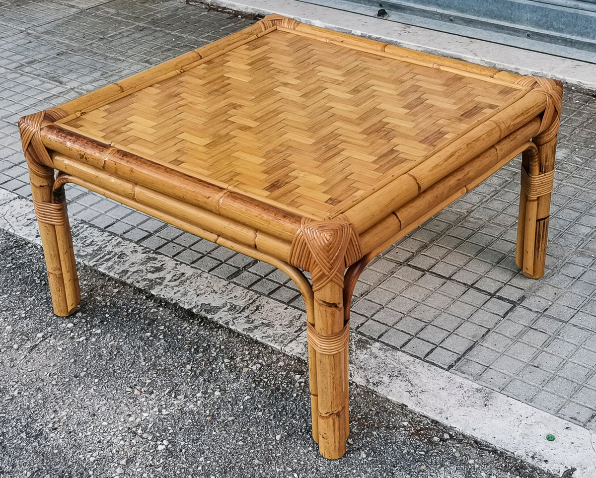 Tavolino in  bamboo basso da salotto anni 60