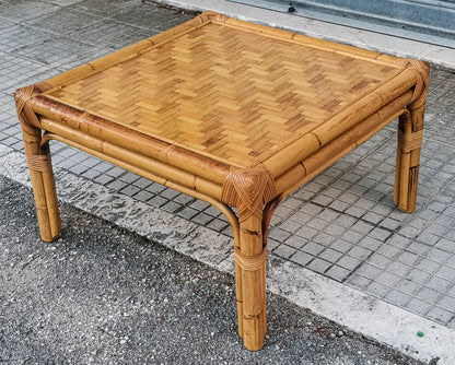 Tavolino in  bamboo basso da salotto anni 60