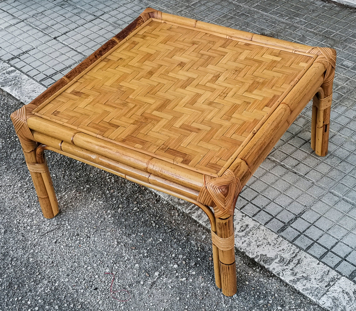 Tavolino in  bamboo basso da salotto anni 60