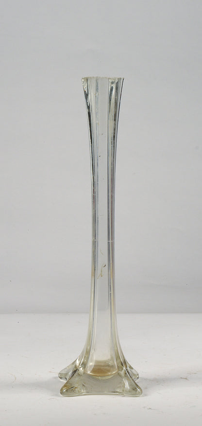 Vaso alto 40 cm vetro smussato base quadrata  Italia 1950