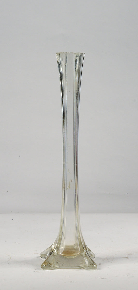 Vaso alto 40 cm vetro smussato base quadrata  Italia 1950