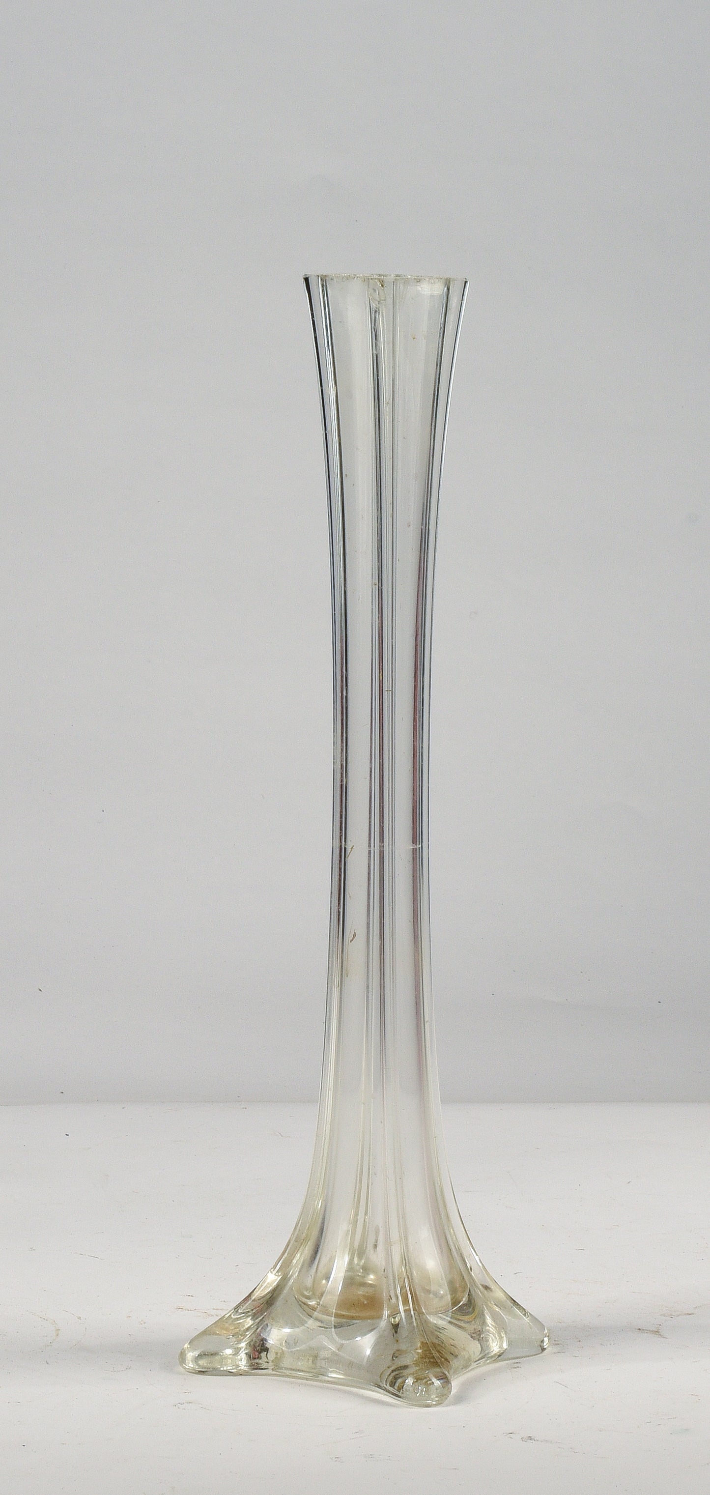 Vaso alto 40 cm vetro smussato base quadrata  Italia 1950