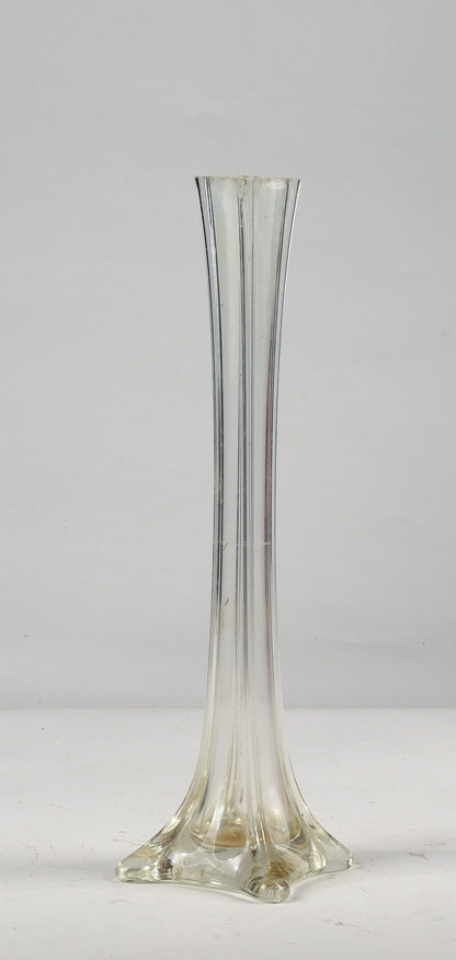 Vaso alto 40 cm vetro smussato base quadrata  Italia 1950