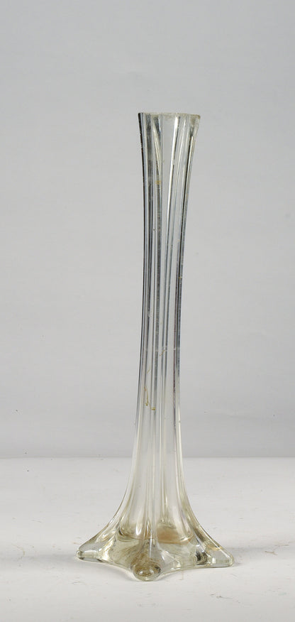 Vaso alto 40 cm vetro smussato base quadrata  Italia 1950