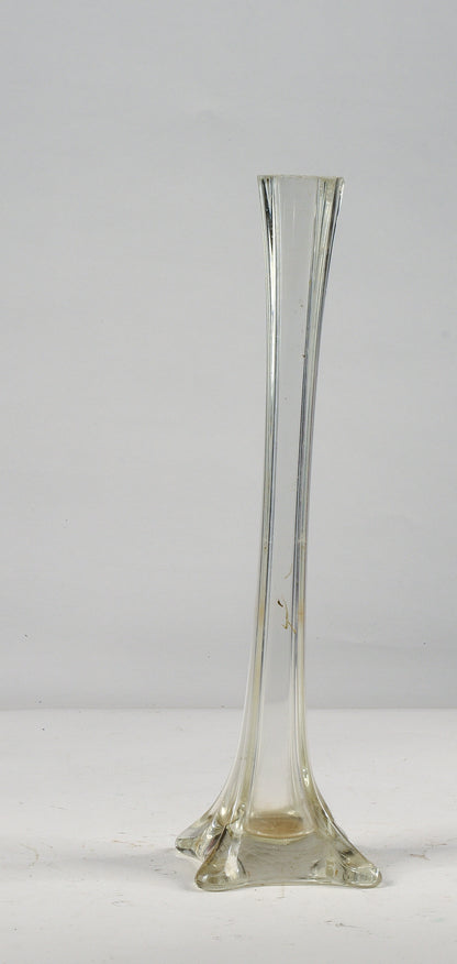 Vaso alto 40 cm vetro smussato base quadrata  Italia 1950