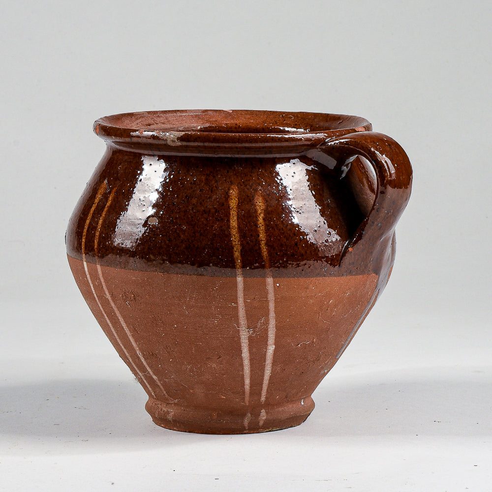 Vaso brocca recipiente giara in terracotta smaltata con doppio manico