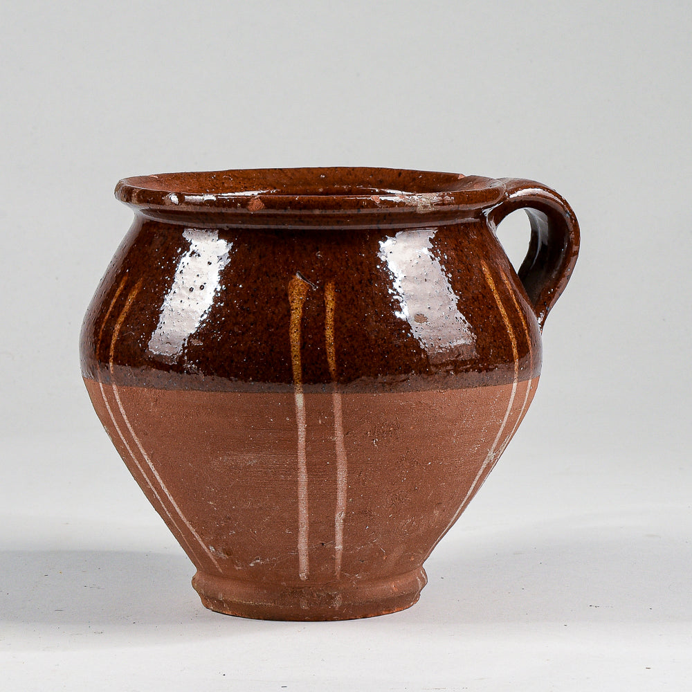 Vaso brocca recipiente giara in terracotta smaltata con doppio manico