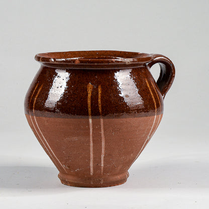 Vaso brocca recipiente giara in terracotta smaltata con doppio manico