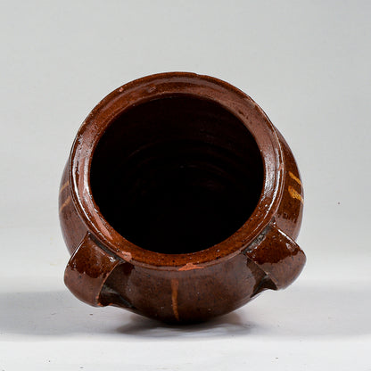 Vaso brocca recipiente giara in terracotta smaltata con doppio manico