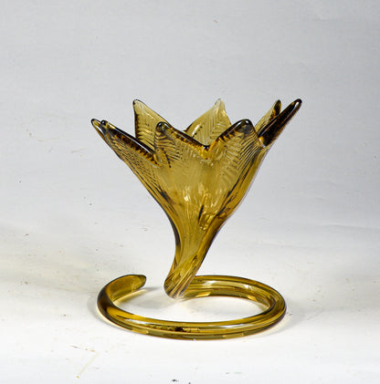 Vaso ambrato a fiore vetro Murano lavorato a mano Italia 1970