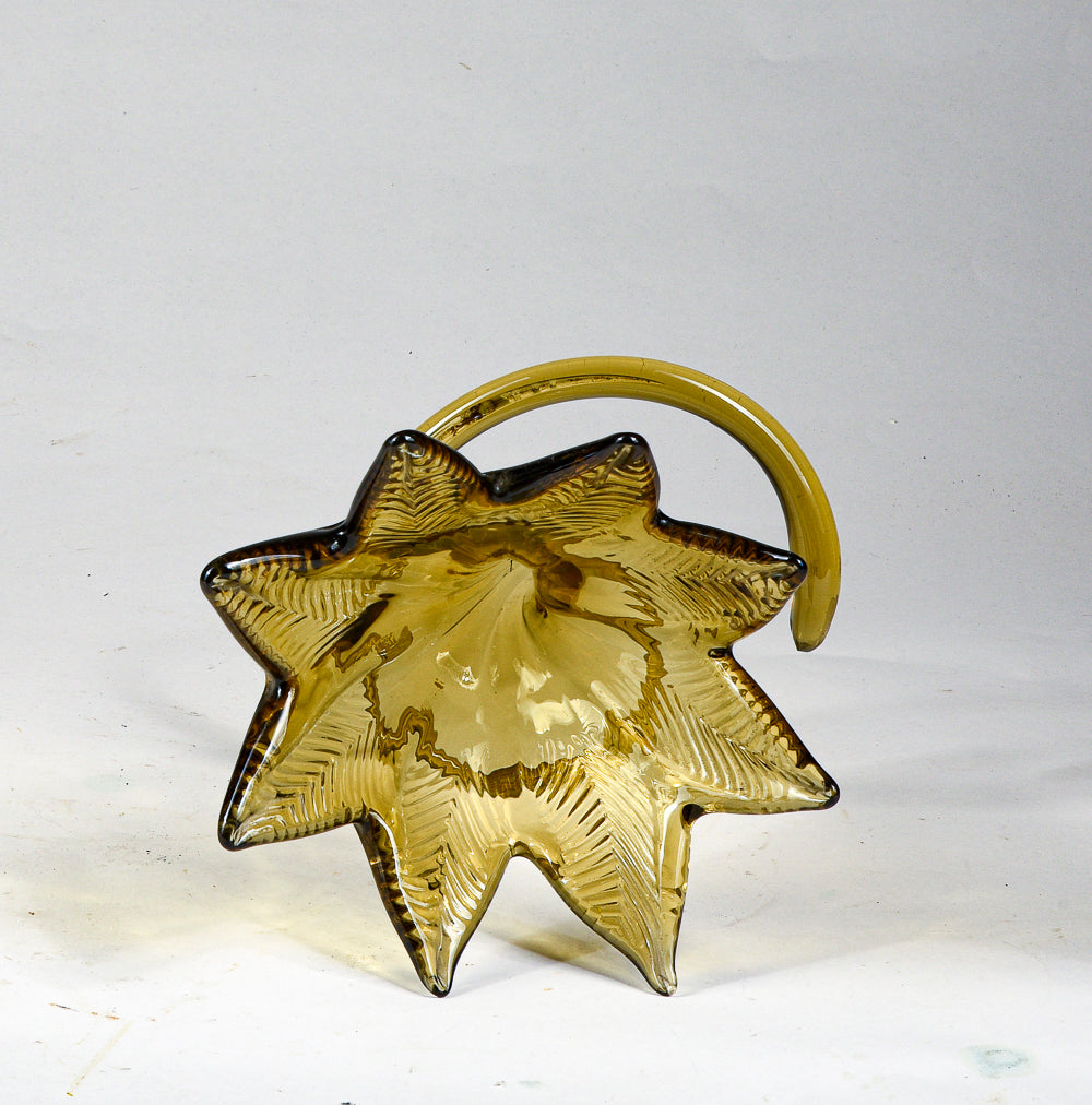 Vaso ambrato a fiore vetro Murano lavorato a mano Italia 1970