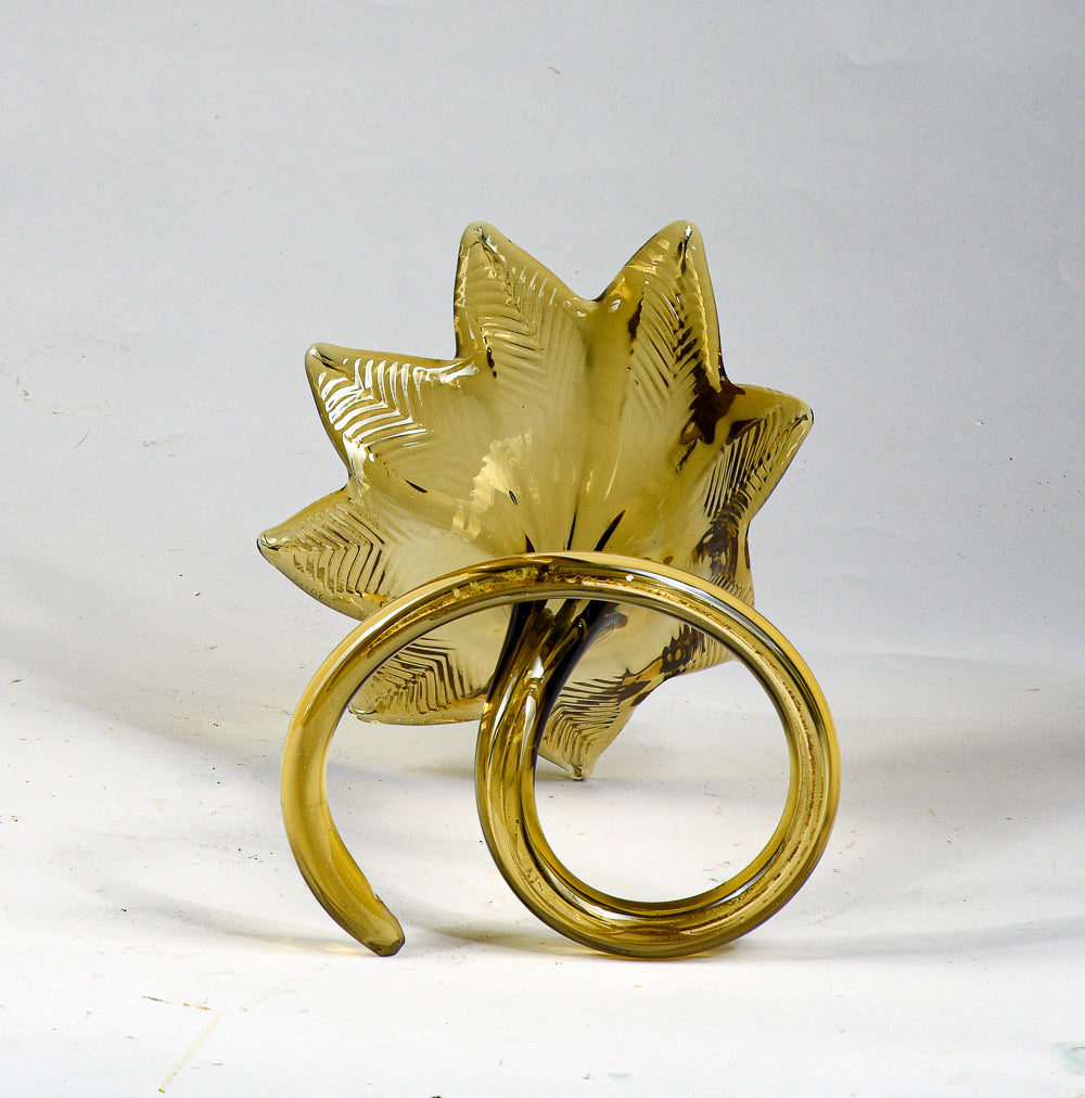 Vaso ambrato a fiore vetro Murano lavorato a mano Italia 1970