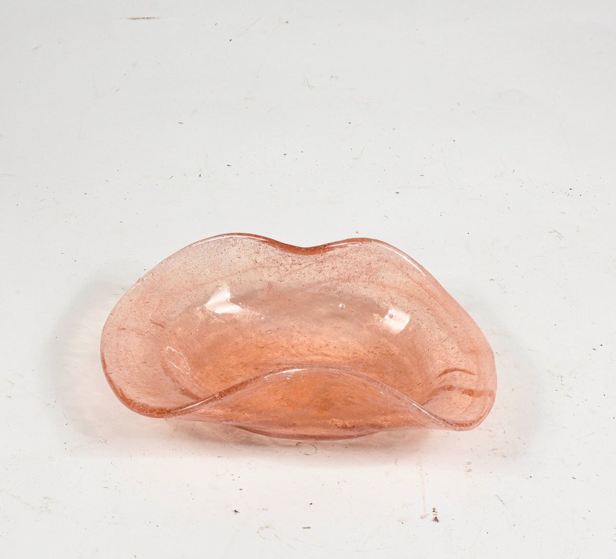 Piatto vassoio forma strana color ambra in vetro Murano  fatto a mano