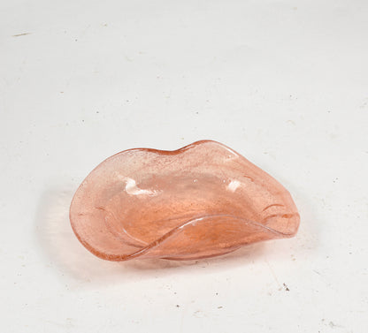 Piatto vassoio forma strana color ambra in vetro Murano  fatto a mano