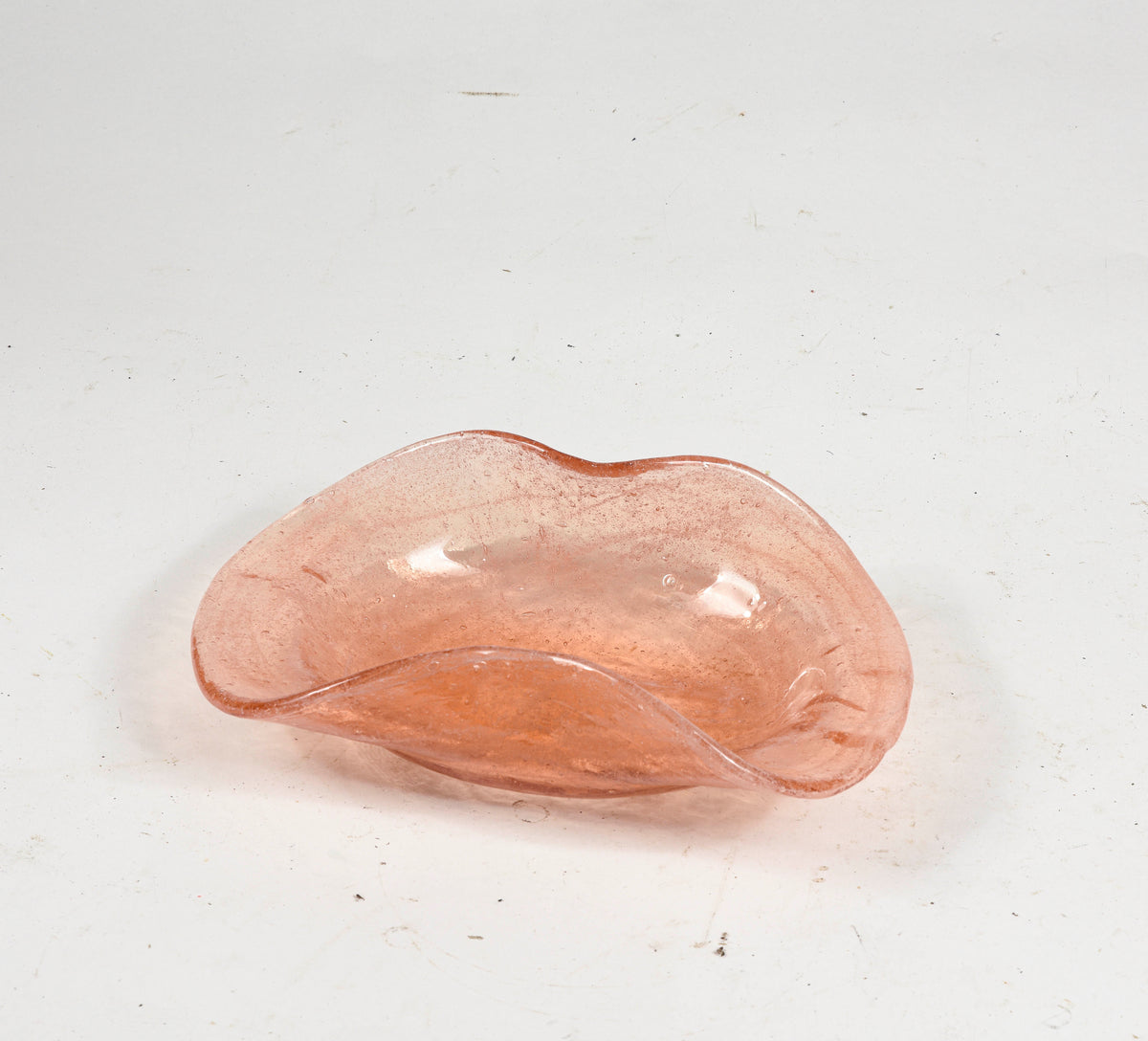Piatto vassoio forma strana color ambra in vetro Murano  fatto a mano